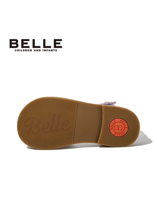 Belle Girls' Closed-toe Sandals, Summer Children's Princess Shoes, Soft-soled Walking Shoes, Fashionable Baby Shoes, Beige, Size 29 - Image 5