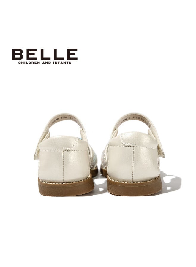 Belle Girls' Closed-toe Sandals, Summer Children's Princess Shoes, Soft-soled Walking Shoes, Fashionable Baby Shoes, Beige, Size 29 - Image 4