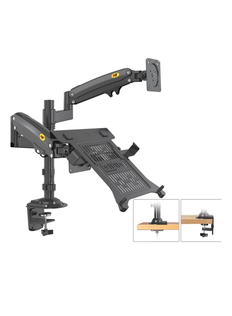 ان بي حامل شاشة NB H180قابل للتعديل + حامل لابتوب مزدوج NB FP لشاشات 17"-27" - Image 1
