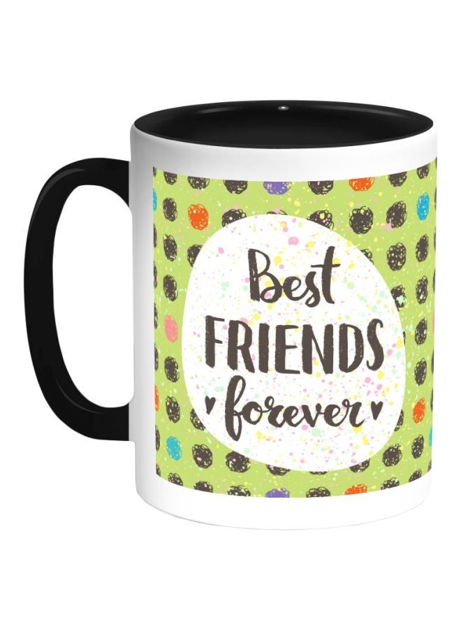 RYN Best Friends For Ever Printed Coffee Mug Black/White/Green 325ml