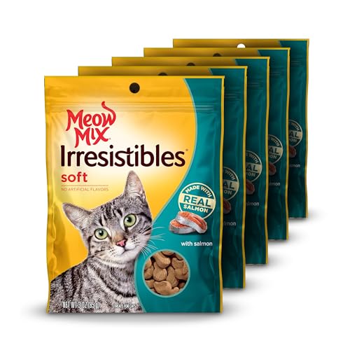 Meow Mix Irresistibles Soft Cat Treats, Salmon, 3 Ounce (Pack of 5) - Image 1