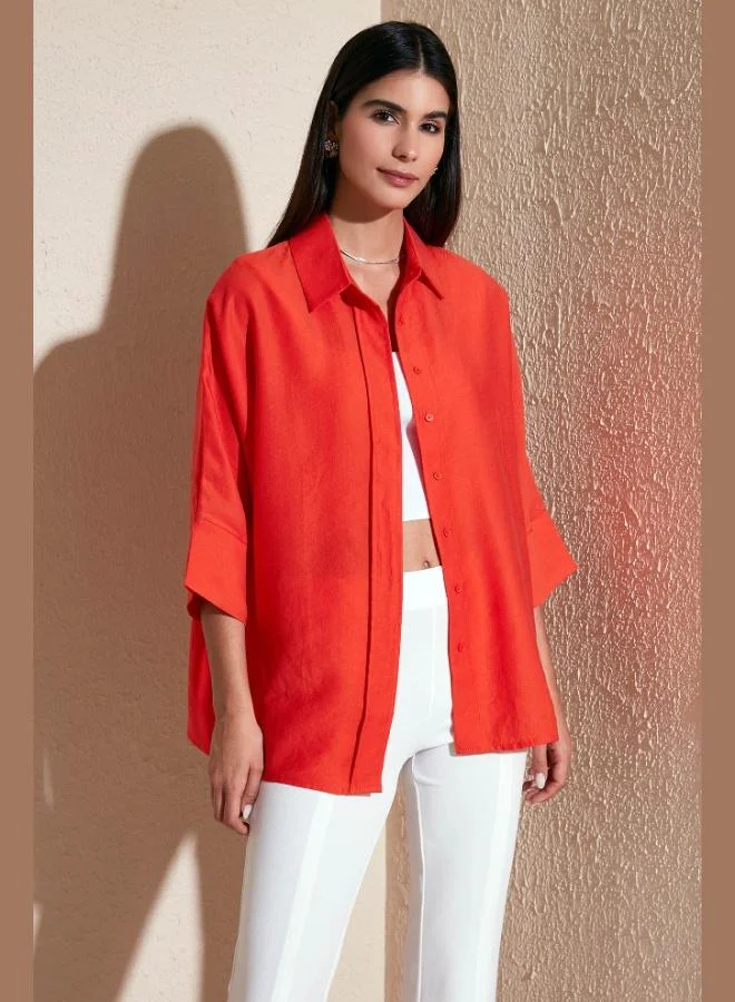 ليلا قميص نسائي قطن % بتصميم واسع من ليلى تروفكار