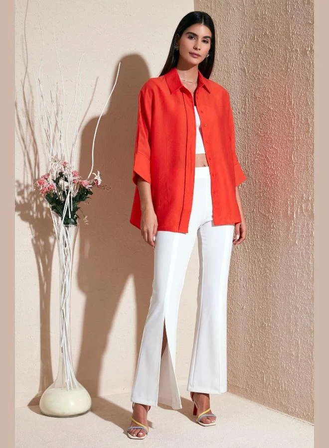 ليلا قميص نسائي قطن % بتصميم واسع من ليلى تروفكار