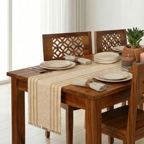 Peepul Tree Handmade Table Runner for 6 Seater| Multipurpose Natural Grass Table Runner for Dining Table, Coffee & Centre Table | Non-Slippery | Heat-Resistant |12" x 72"Inch | Off White - Image 1
