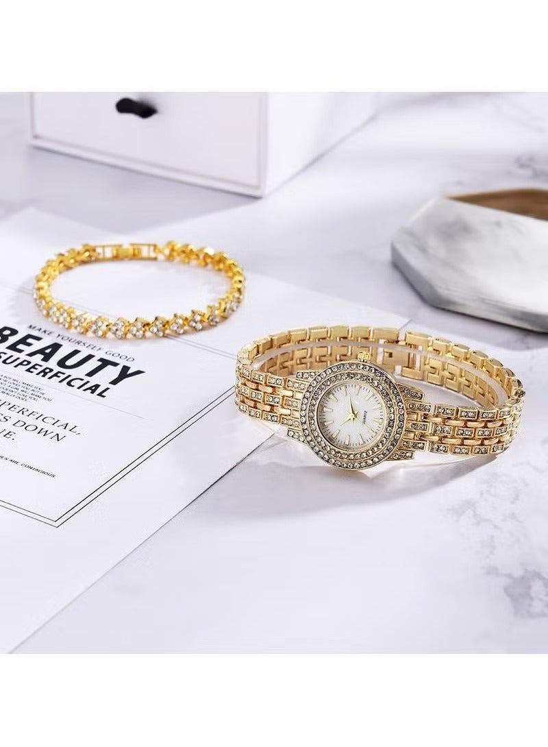 HAVEN Ladies Wristwatch and Bracelet Set Exquisite and Fashionable Diamond Watch ，Women's Water Resistant Quartz Analog Watch with Bracelet - Image 3