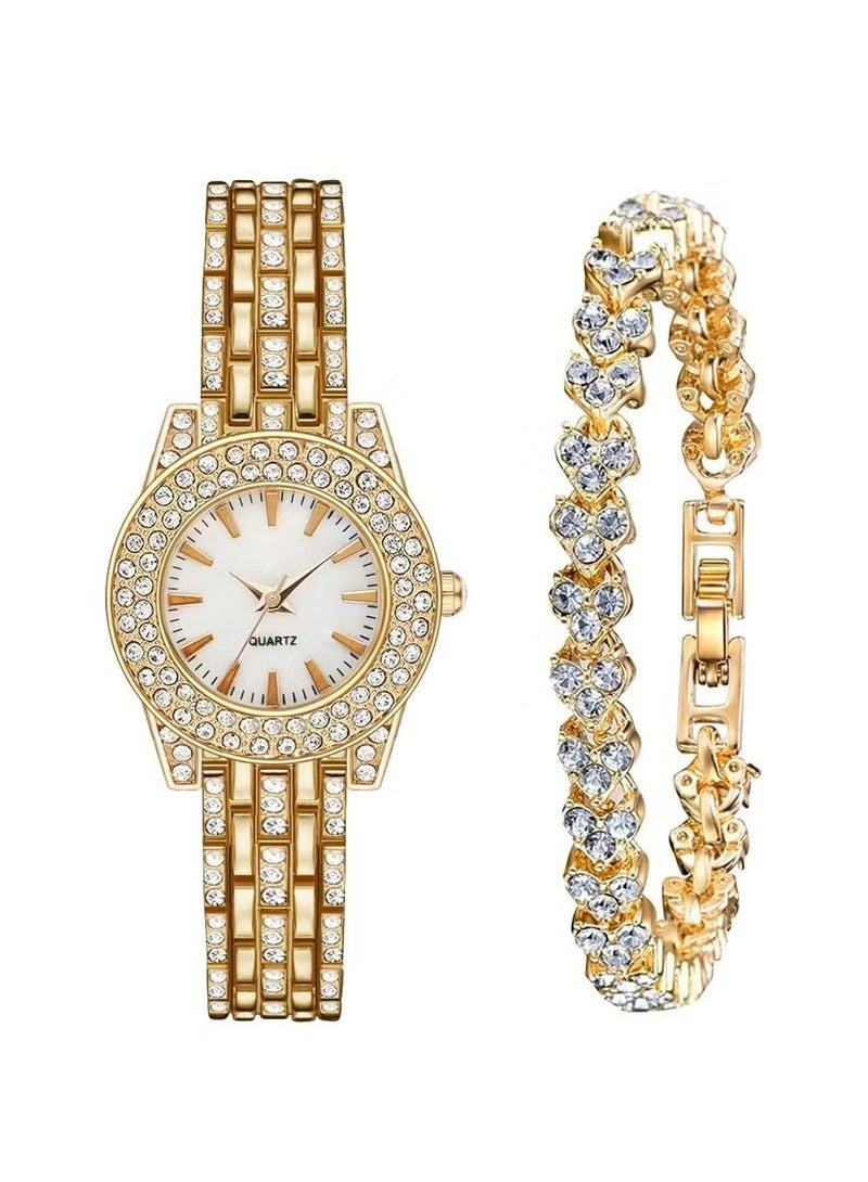 HAVEN Ladies Wristwatch and Bracelet Set Exquisite and Fashionable Diamond Watch ，Women's Water Resistant Quartz Analog Watch with Bracelet - Image 2