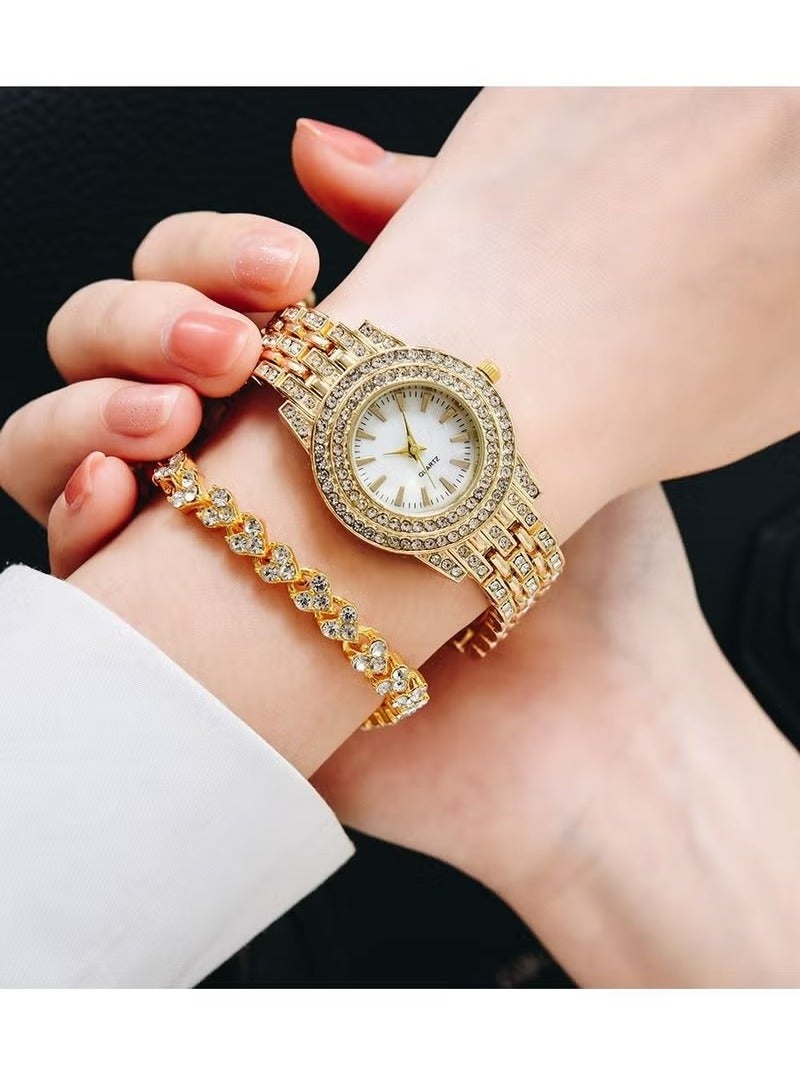 HAVEN Ladies Wristwatch and Bracelet Set Exquisite and Fashionable Diamond Watch ，Women's Water Resistant Quartz Analog Watch with Bracelet - Image 1