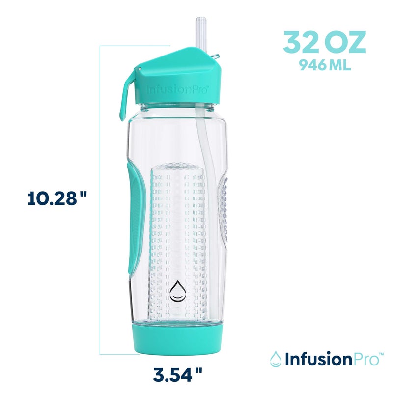 Infusion Pro Infusion Pro 32 oz Fruit Infuser Water Bottle with Straw Lid : Insulated Sleeve : 50 Recipe Fruit Infusion eBook : Bottom Loading  Large Water Infuser for More Flavor : Unique Gift Idea  - Image 3
