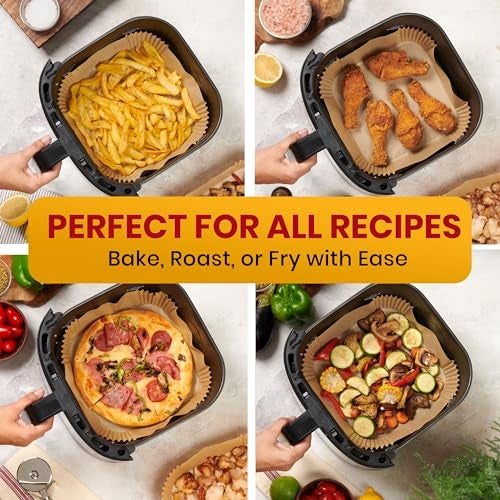 Baker's Signature Air Fryer Paper Liners, 125Pcs Air Fryer Disposable Liners, Non-Stick and Oil Proof for Easy Cleanup, 8” Square for 5-8 qt Basket by Baker's Signature - Image 5