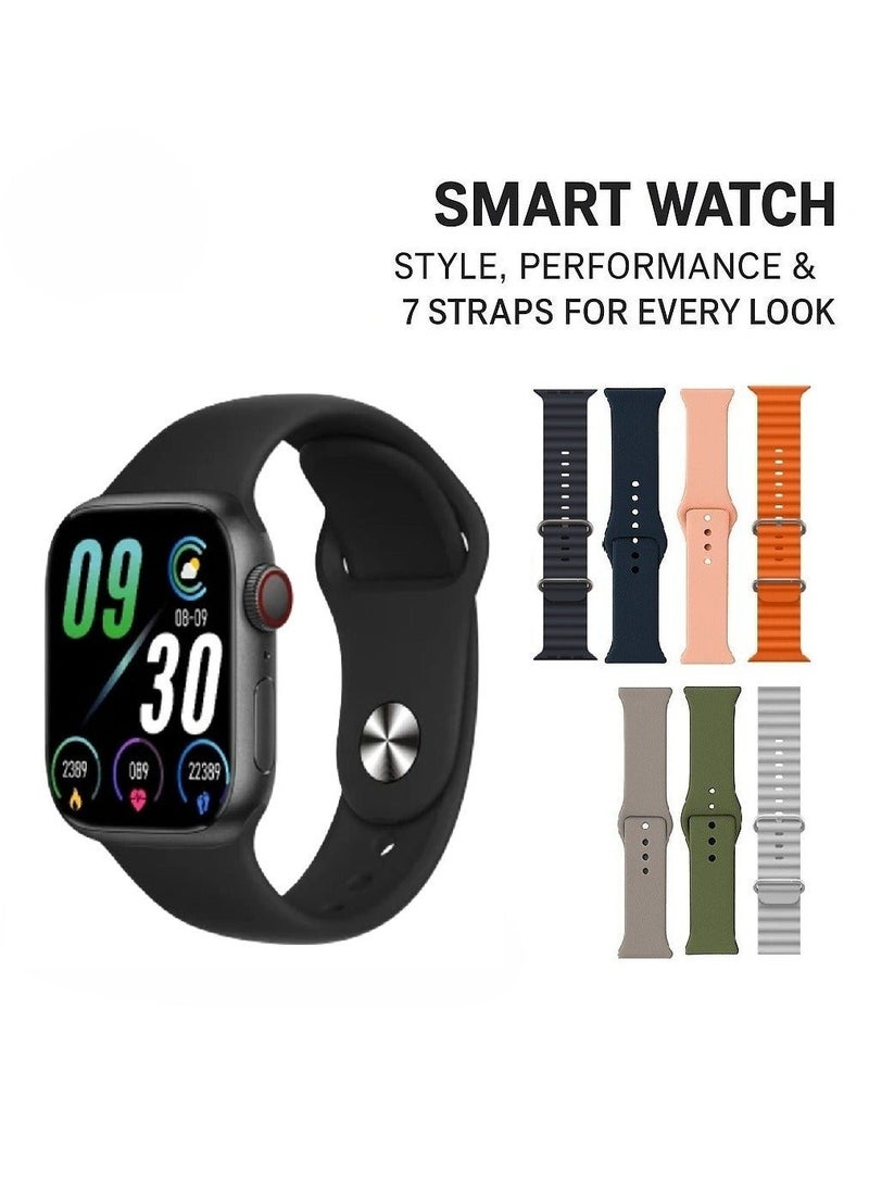 micro speed Smart Watch Full Screen 7IN1 With Health Fitness Tracker 45MM Black - Image 1
