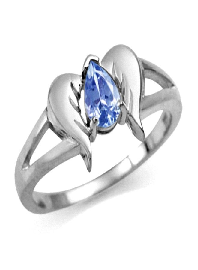 Silvershake Genuine Tanzanite 925 Sterling Silver Angel Wings Ring Size 7 - Image 1
