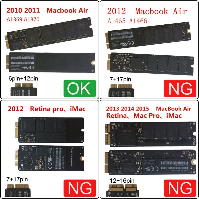 Chenyang 12+6Pin MAC SSD to SATA Hard Disk Drive Adapter for 2010 2011 MAC Air A1369 A1370 SSD - Image 2