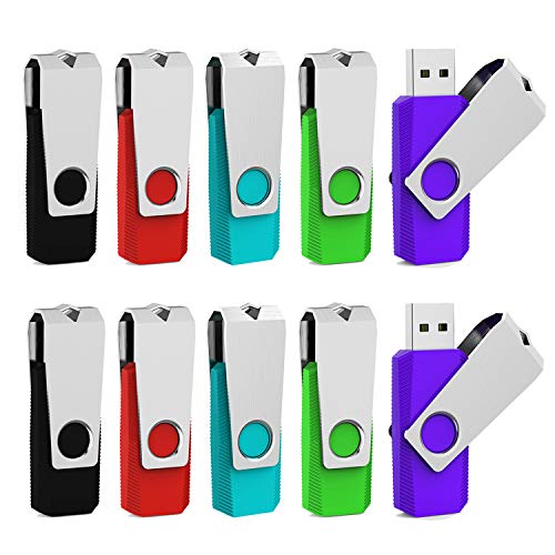 Aiibe 16GB Flash Drive 10 Pack 16 GB USB Flash Drive USB Drive Thumb Drives Multipack Zip Drive Bulk USB 2.0 Memory Stick Jump Drives (10 Pack, 5 Mixed Colors) - Image 1