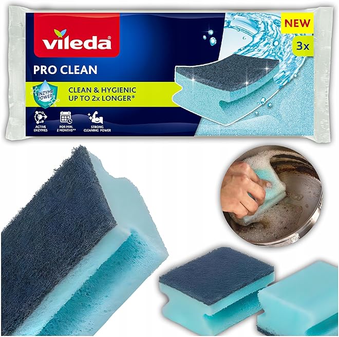 Vileda Pro Clean High Foam Dish Sponge Set of 3 pcs - Image 3