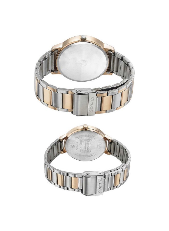 سوناتا Quartz Analog Silver Dial Metal Strap Watch for Couple - Image 4