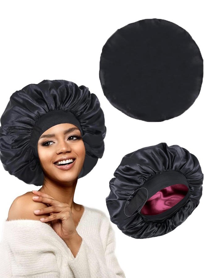 1PC Reversible Silk Satin Sleep Bonnet for Women - Double Layer Lined Hair Cap with Adjustable Buckle & Secure Elastic Band, 30cm Diameter, Nighttime Hair Protection for Natural Curly Hair, Comfortable Sleep Hair Cover - Image 1