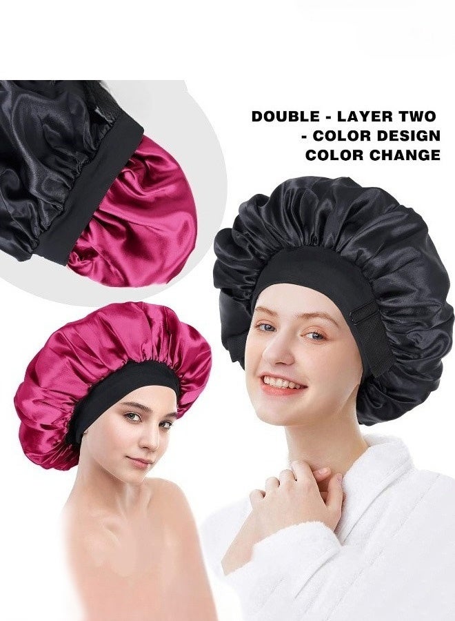 1PC Reversible Silk Satin Sleep Bonnet for Women - Double Layer Lined Hair Cap with Adjustable Buckle & Secure Elastic Band, 30cm Diameter, Nighttime Hair Protection for Natural Curly Hair, Comfortable Sleep Hair Cover - Image 4