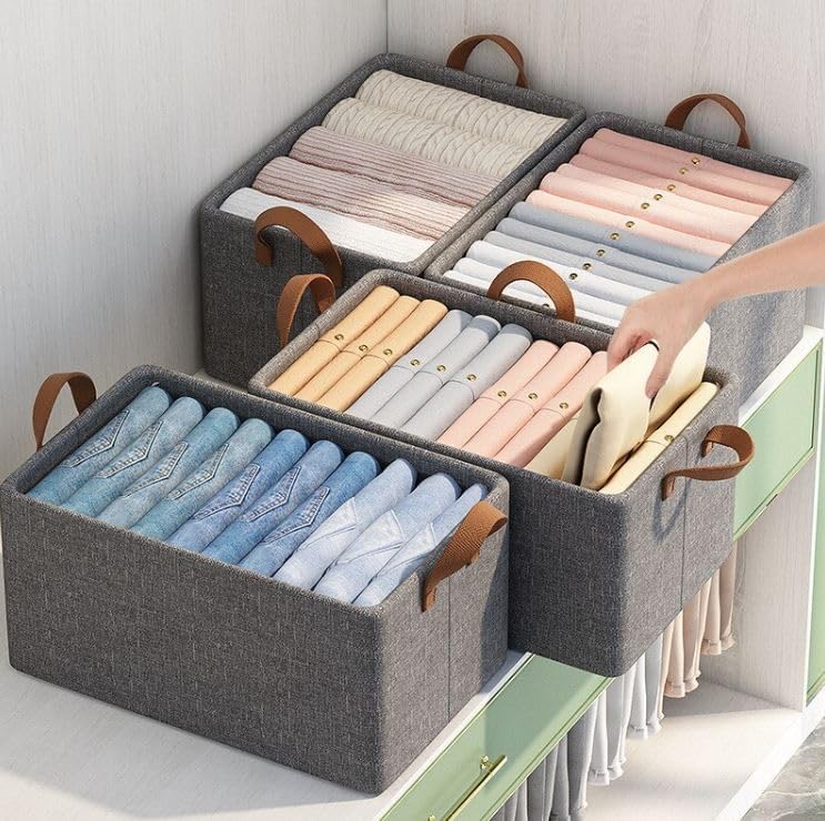ZEELPETAL ZEELPETAL Wardrobe Storage Organiser Closet Organizers and Storage Foldable Jeans Storage Organiser Large Clothes Organiser Drawer for Pants Tshirt Underwear Bra Clothes Storage Boxes 1pc - Image 2