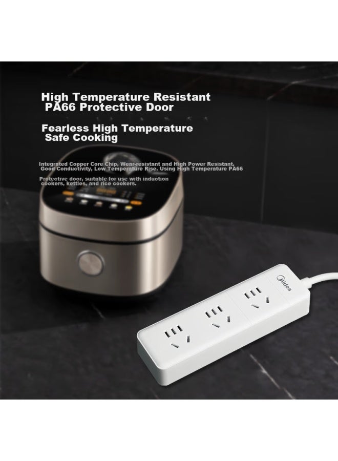 Midea New National Standard Power Strip, Extension Cord/power Bar/power Strip/extension Cord/power Board, For Dormitory, Home And Office Use, 3 Outlets, 1 Meter, Ep2c35 - Image 2