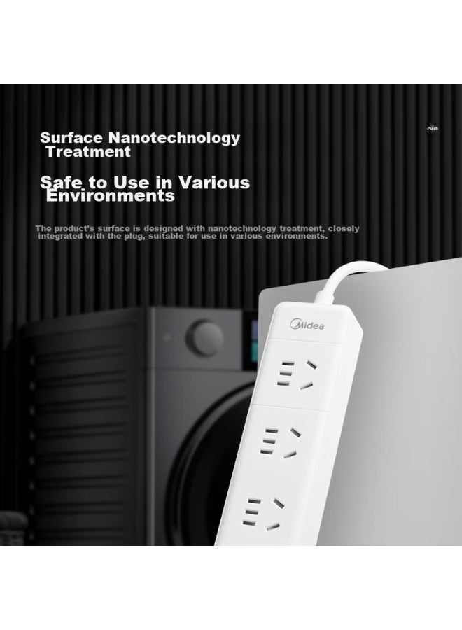 Midea New National Standard Power Strip, Extension Cord/power Bar/power Strip/extension Cord/power Board, For Dormitory, Home And Office Use, 3 Outlets, 1 Meter, Ep2c35 - Image 3