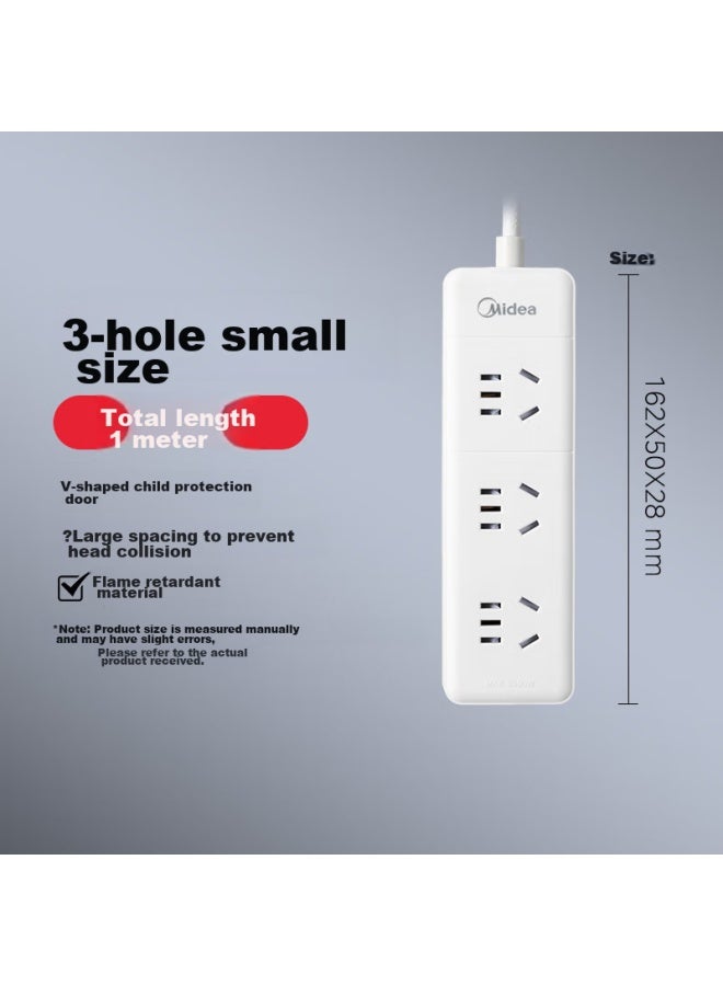 Midea New National Standard Power Strip, Extension Cord/power Bar/power Strip/extension Cord/power Board, For Dormitory, Home And Office Use, 3 Outlets, 1 Meter, Ep2c35 - Image 1