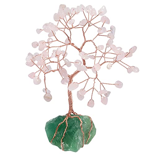 Rockcloud rockcloud Crystal Money Tree with Irregular Raw Fluorite Cluster Base, Copper Wire Lucky Bonsai Tree for - Image 2
