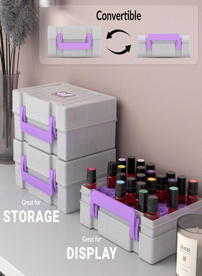 GPG2 Essential Oil Organizer for 35 Bottles, Hard Shell Storage Case with Shelf Display Lid & Travel Handle, Fits 5ml/10ml/15ml, Roller Bottles, Compatible with Top Brands, Lavender - Image 3