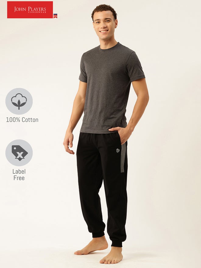 John Players Men Cotton Joggers with Side Panel - Image 1