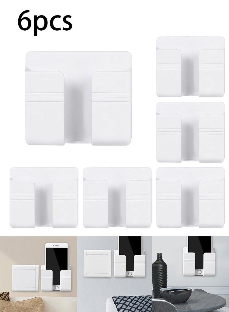 Arabest 6pcs Wall Mount Phone Holder, Multi-Purpose Adhesive Wall Storage Shelf, Wall Hanging Organizer, Multi-Purpose Wall Rack, Wall Mount Key Holder, Wall Mount Organizer for Electronics  - Image 1