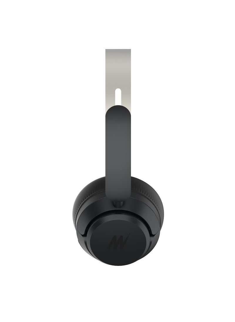 Mezone Lukas Active Noise Cancelling Headphones, Wireless Bluetooth On-Ear Headphone with Mic, Deep Bass, Up to 40H Playtime, Type C Charging & Adjustable Headband Base, Black  - Image 4