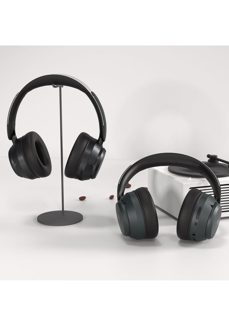 Mezone Lukas Active Noise Cancelling Headphones, Wireless Bluetooth On-Ear Headphone with Mic, Deep Bass, Up to 40H Playtime, Type C Charging & Adjustable Headband Base, Black  - Image 5