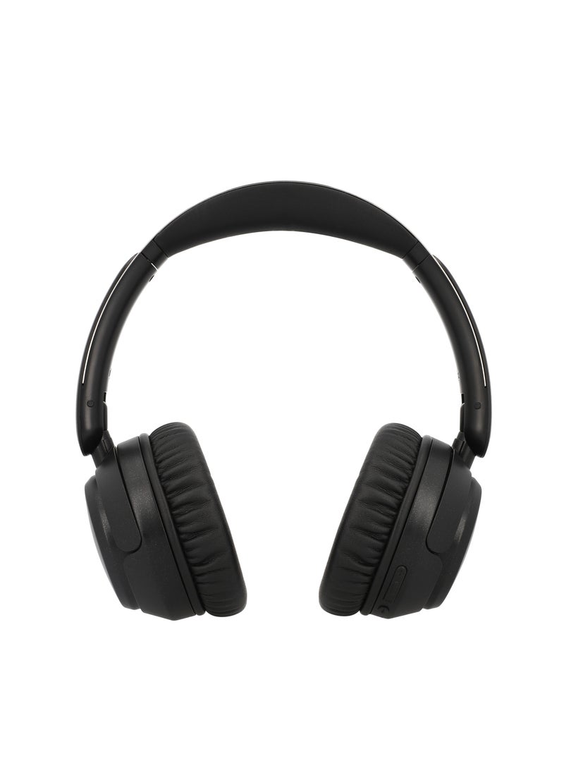 Mezone Lukas Active Noise Cancelling Headphones, Wireless Bluetooth On-Ear Headphone with Mic, Deep Bass, Up to 40H Playtime, Type C Charging & Adjustable Headband Base, Black  - Image 3