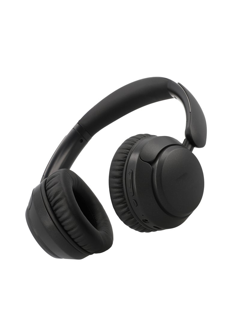 Mezone Lukas Active Noise Cancelling Headphones, Wireless Bluetooth On-Ear Headphone with Mic, Deep Bass, Up to 40H Playtime, Type C Charging & Adjustable Headband Base, Black  - Image 2