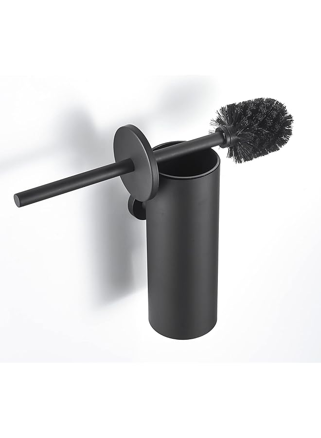 promass Toilet Brush and Holder, Stainless Steel Toilet Brush,Matte Black Toilet Brush Wall Mountable, Toilet Brush Freestanding with Lid Toilet Bowl Brush - Image 1