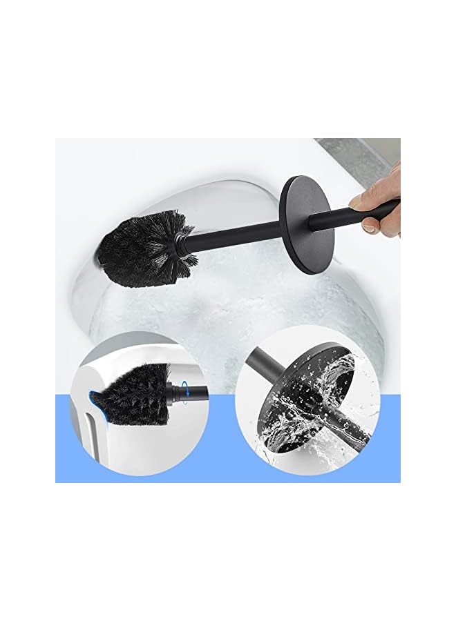 promass Toilet Brush and Holder, Stainless Steel Toilet Brush,Matte Black Toilet Brush Wall Mountable, Toilet Brush Freestanding with Lid Toilet Bowl Brush - Image 5
