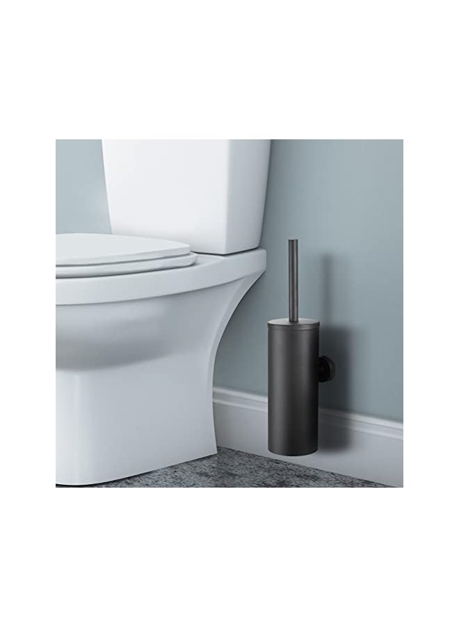 promass Toilet Brush and Holder, Stainless Steel Toilet Brush,Matte Black Toilet Brush Wall Mountable, Toilet Brush Freestanding with Lid Toilet Bowl Brush - Image 3