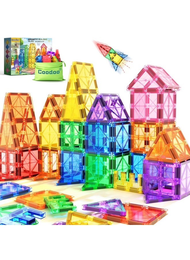 Coodoo Kids Toys Magnetic Tiles Starter Set Classroom Must Haves, Magnetic Blocks for Toddlers Magnet Building Toys Preschool Montessori Learning Games for 3+ Year Old Boys & Girls  - Image 1
