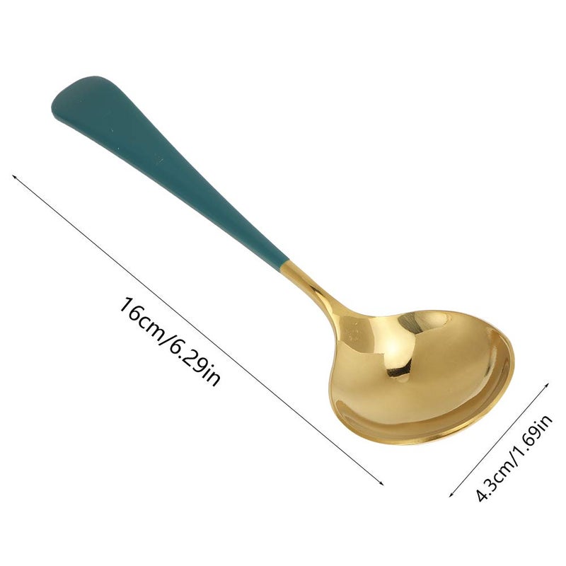 Green Stainless Steel Soup Spoons 5Pcs Ergonomic Handle Tablespoon Cutlery Dishwasher Safe - Image 4