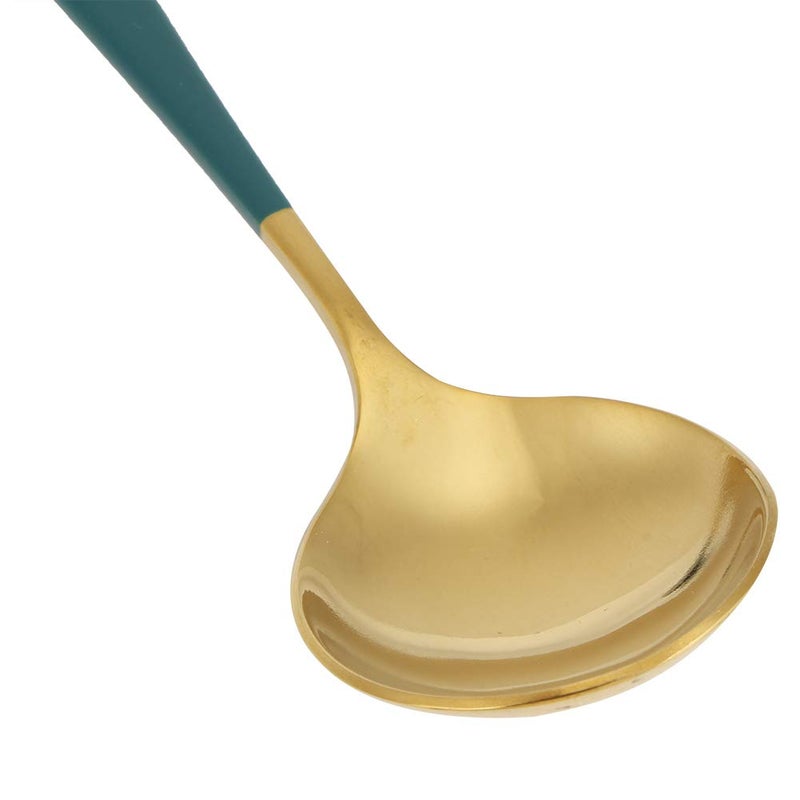 Green Stainless Steel Soup Spoons 5Pcs Ergonomic Handle Tablespoon Cutlery Dishwasher Safe - Image 3