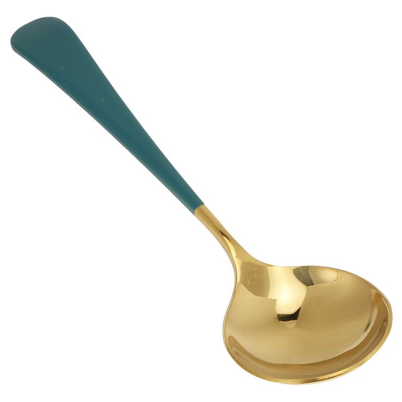 Green Stainless Steel Soup Spoons 5Pcs Ergonomic Handle Tablespoon Cutlery Dishwasher Safe - Image 5