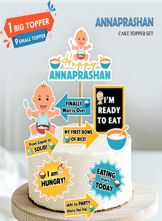 Suruchi Strokes Annaprashan Theme Cake Topper | First Rice Ceremony Cake Decoration Set For Baby Boy Rice Feeding Ceremony Party - Image 3