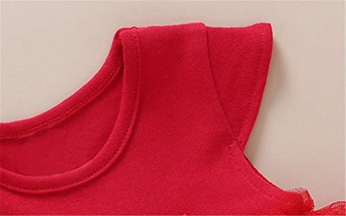 Niyage Baby Girls Clothes Dress Headband Shoes 3 Pcs Set Flowers Party Outfit Romper Dress-Red 3-6 Months - Image 4