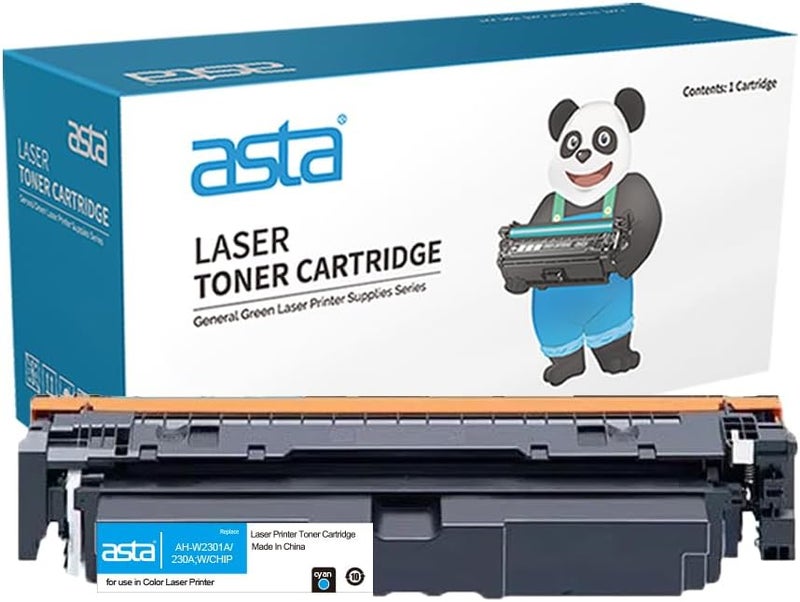 Asta W2301A With Chip 230A Toner Cartridge Compatible For HP Color LaserJet Pro 4203dw 4203dn MFP 4303dw 4303dn 4303fdw Printer W 2301 230 A High Yield Replacement Office Print Laser Jet (Cyan) - Image 1