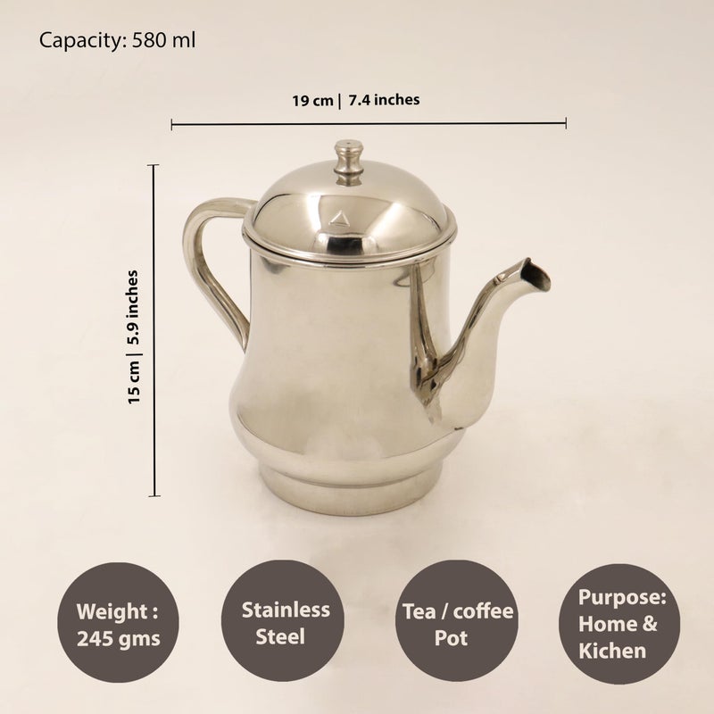 Spillbox Stainless Steel Tea Coffee Kettle|Tea Pot|Serving Kettle|Water Kettle with Lid for Hot|Cold Beverages with Classic Handle-Tea Pot Rio Size2 - Image 5