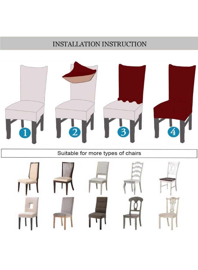 POWER 4-Piece Set of Stretch Dining Chair Covers, Elastic Jacquard Chair Covers, Removable and Washable Chair Covers, Suitable for Restaurants, Kitchens, Hotels, and Banquet Halls - Image 5