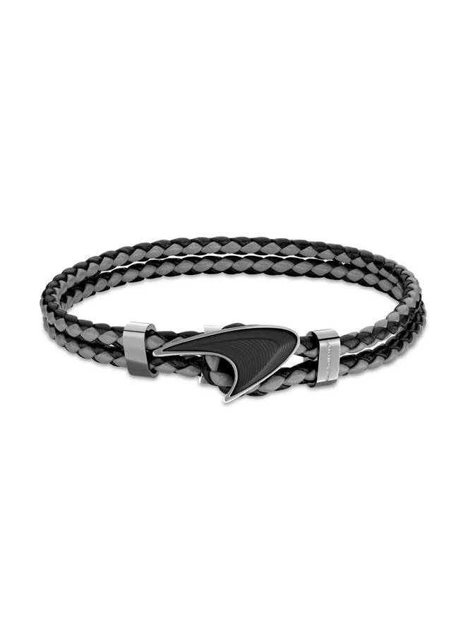 مكلارين Afiliet Leather Grey and Black Bracelet for Men (Small)