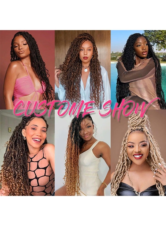 Muyixin ضفائر كروشيه بوهو لوكس مسبقة التشكيل بطول 24 بوصة مع أطراف مجعدة - Image 5