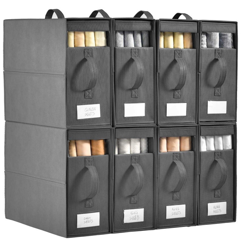 Freebat Bed Sheet Organizers and Storage,8 Pack Linen Closet Organizers and Storage, Foldable Bedding Storage for Bedsheets, - Image 1