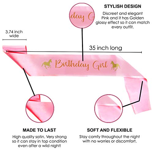 Party Propz Unicorn Birthday Pink Sash (Satin)- Glitter Gold sash for Girls Unicorns Party, Decoration,Rainbow Theme Can use with Our Banners Balloons Foil Curtain Birthdays Combo Pinata - Image 2