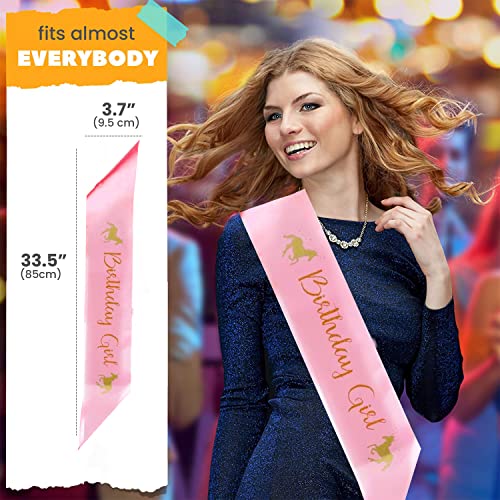 Party Propz Unicorn Birthday Pink Sash (Satin)- Glitter Gold sash for Girls Unicorns Party, Decoration,Rainbow Theme Can use with Our Banners Balloons Foil Curtain Birthdays Combo Pinata - Image 4